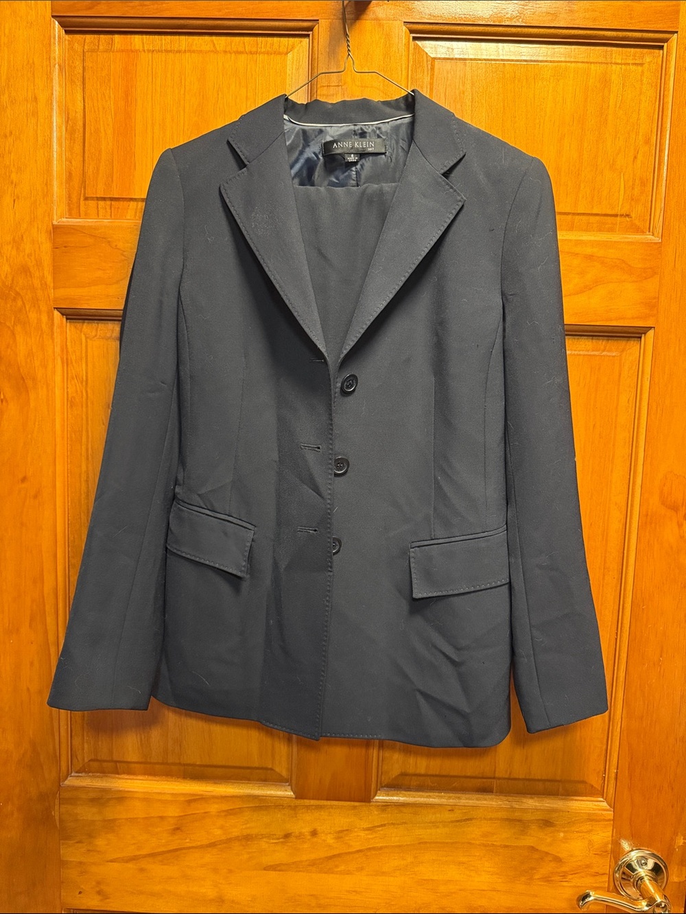 Anne Klein Navy Single-Breasted Blazer
